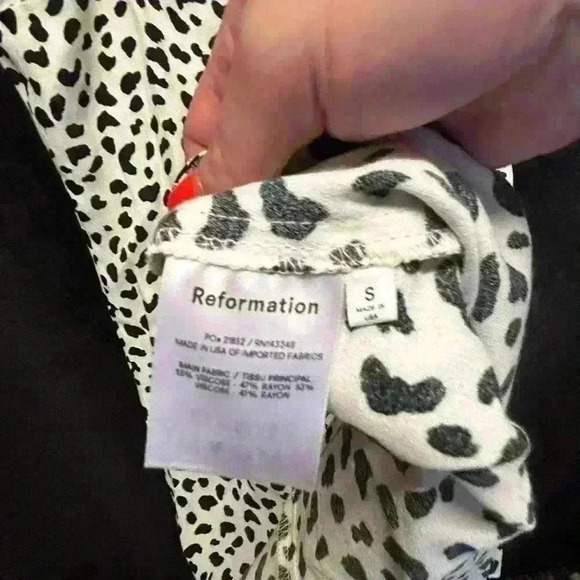 Reformation Marlowe slip dress size small ecru and black spots - Picture 5 of 7